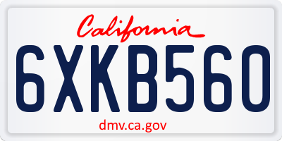 CA license plate 6XKB560