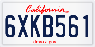 CA license plate 6XKB561