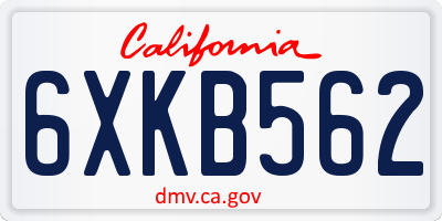 CA license plate 6XKB562