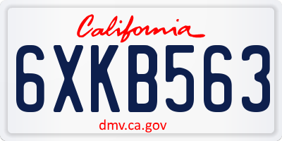 CA license plate 6XKB563