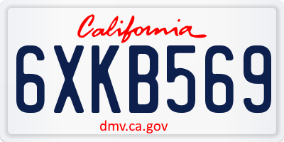 CA license plate 6XKB569