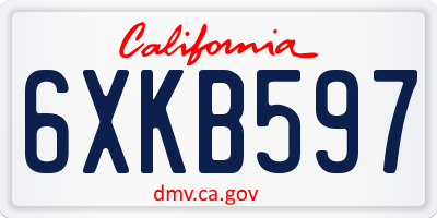 CA license plate 6XKB597