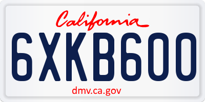 CA license plate 6XKB600