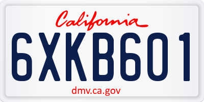 CA license plate 6XKB601