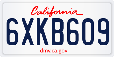 CA license plate 6XKB609