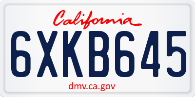CA license plate 6XKB645