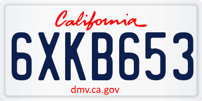 CA license plate 6XKB653