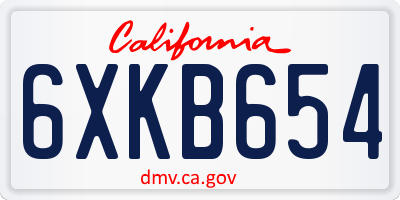 CA license plate 6XKB654