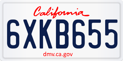 CA license plate 6XKB655