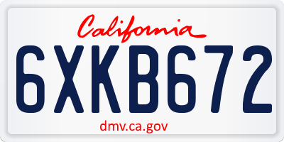 CA license plate 6XKB672