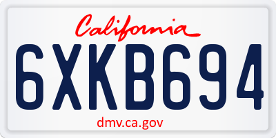 CA license plate 6XKB694