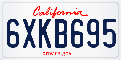 CA license plate 6XKB695