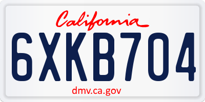 CA license plate 6XKB704