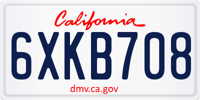 CA license plate 6XKB708