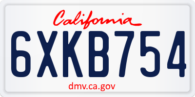 CA license plate 6XKB754