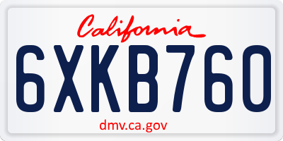 CA license plate 6XKB760