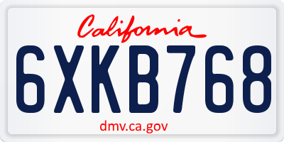 CA license plate 6XKB768
