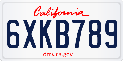 CA license plate 6XKB789