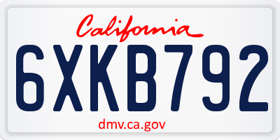 CA license plate 6XKB792