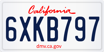 CA license plate 6XKB797