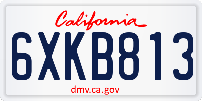 CA license plate 6XKB813