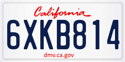 CA license plate 6XKB814