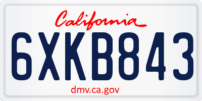 CA license plate 6XKB843