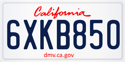 CA license plate 6XKB850