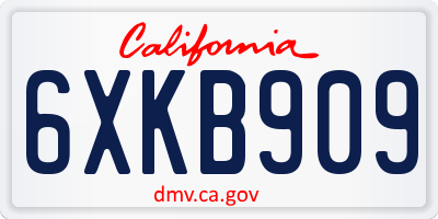 CA license plate 6XKB909