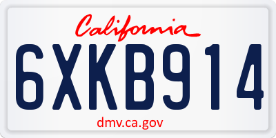 CA license plate 6XKB914
