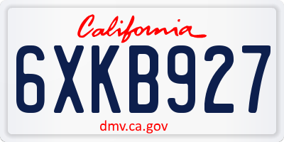 CA license plate 6XKB927