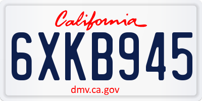 CA license plate 6XKB945