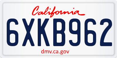 CA license plate 6XKB962