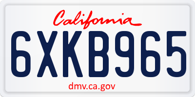 CA license plate 6XKB965