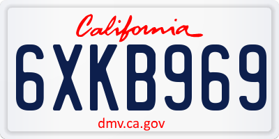 CA license plate 6XKB969