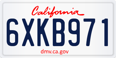 CA license plate 6XKB971