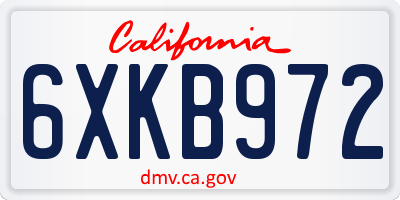 CA license plate 6XKB972