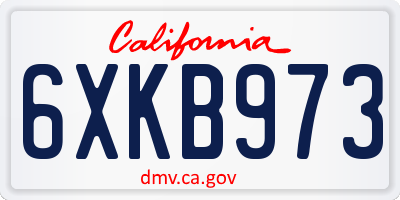 CA license plate 6XKB973