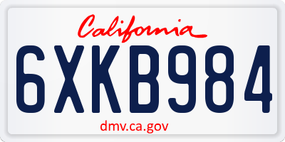 CA license plate 6XKB984