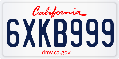 CA license plate 6XKB999
