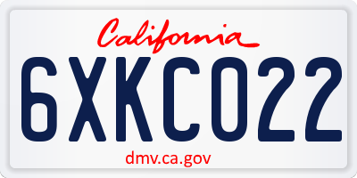 CA license plate 6XKC022
