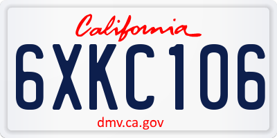 CA license plate 6XKC106