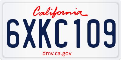 CA license plate 6XKC109