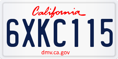 CA license plate 6XKC115