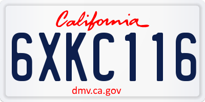 CA license plate 6XKC116