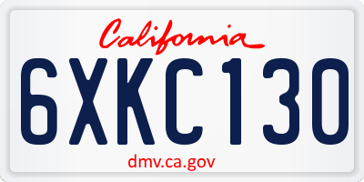 CA license plate 6XKC130