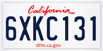 CA license plate 6XKC131