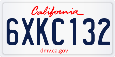 CA license plate 6XKC132