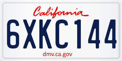 CA license plate 6XKC144