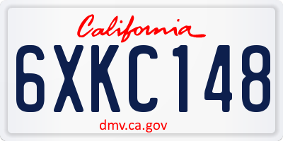 CA license plate 6XKC148